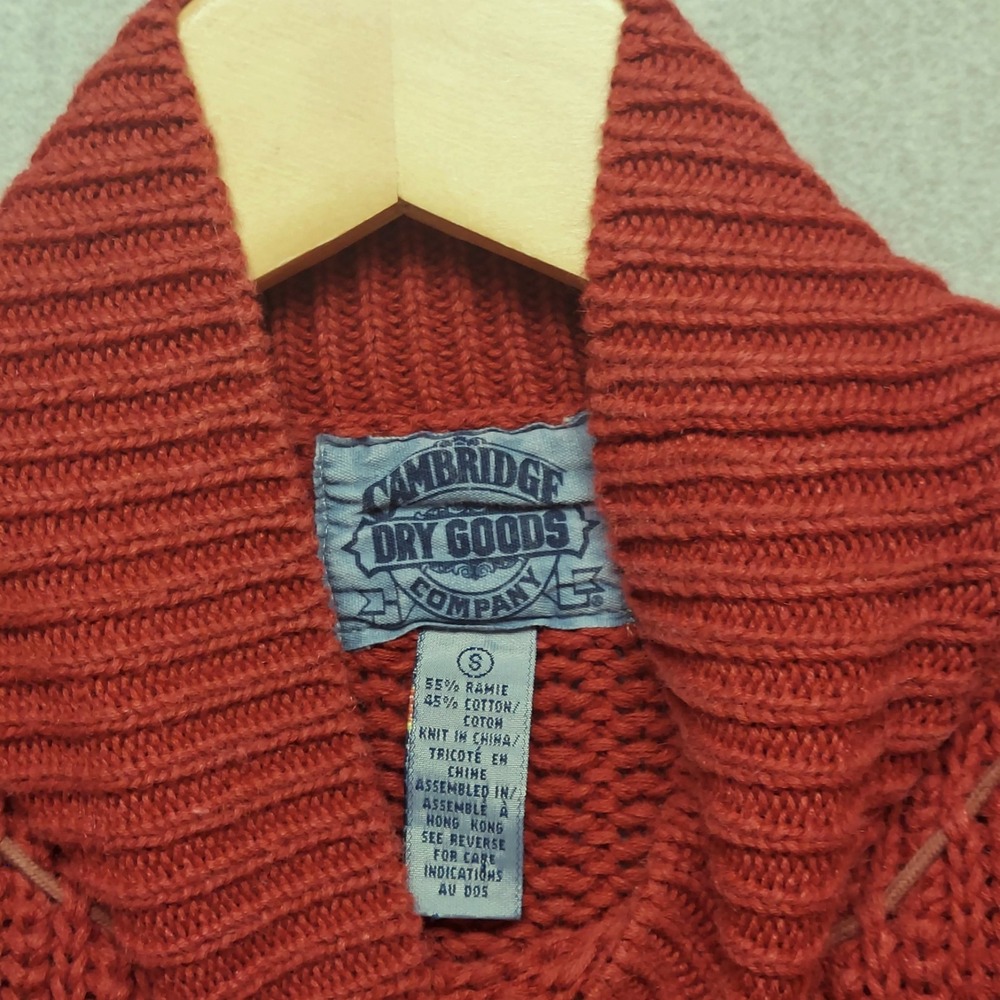 Womens Chunky Knit Mock Neck Sweater S Rust Colored Cozy Whipstitch Cottagecore - Picture 4 of 13